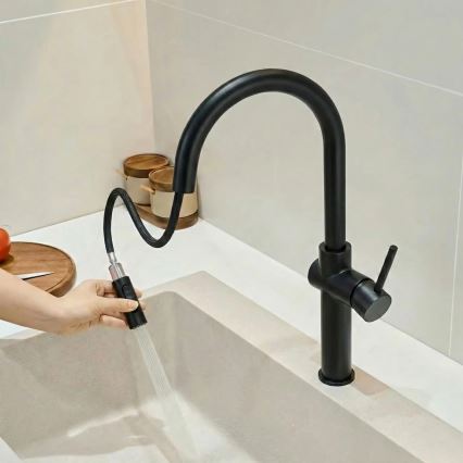 REA-B7200 - Kuhinjska miješalica s izvlačivom prskalicom FRESH 45 cm crna