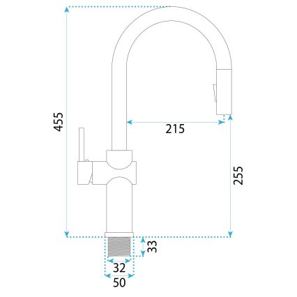 REA-B7200 - Kuhinjska miješalica s izvlačivom prskalicom FRESH 45 cm crna