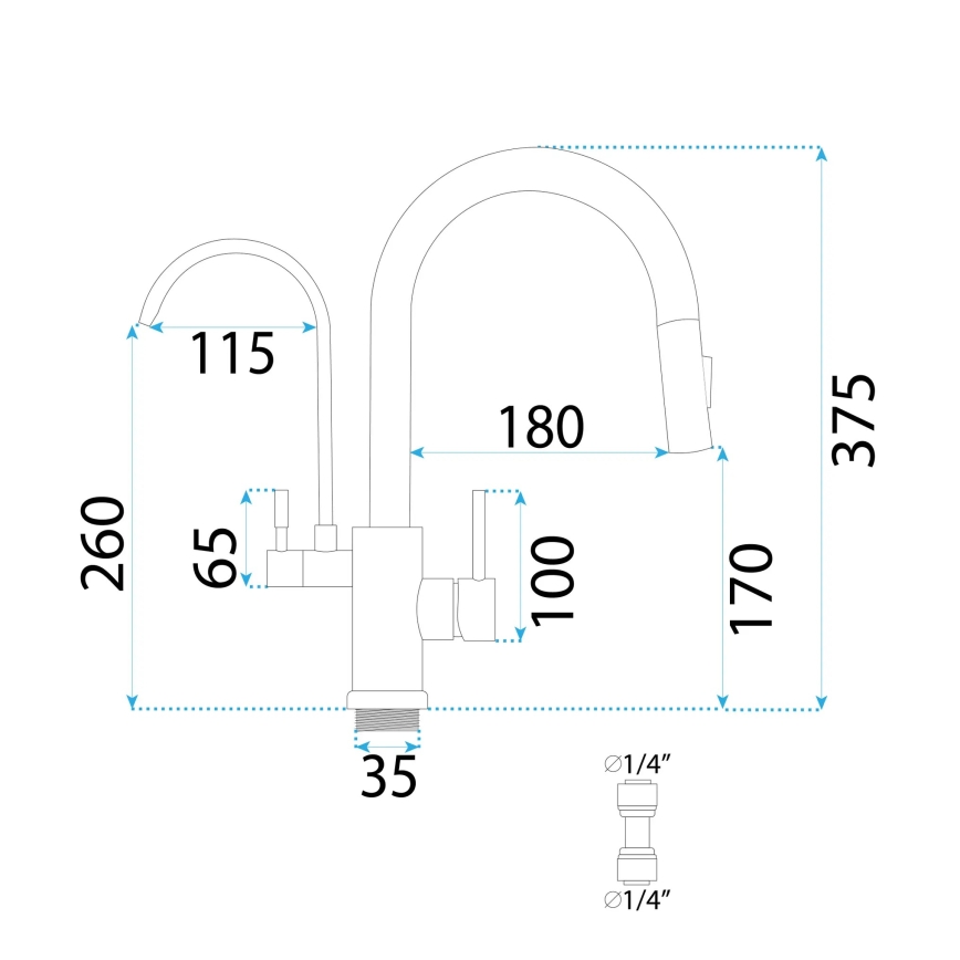 REA-B7564 - Kuhinjska slavina za sudoper s izvlačnom prskalicom i ECO FRESH filtracijom, 37,5 cm, nikl