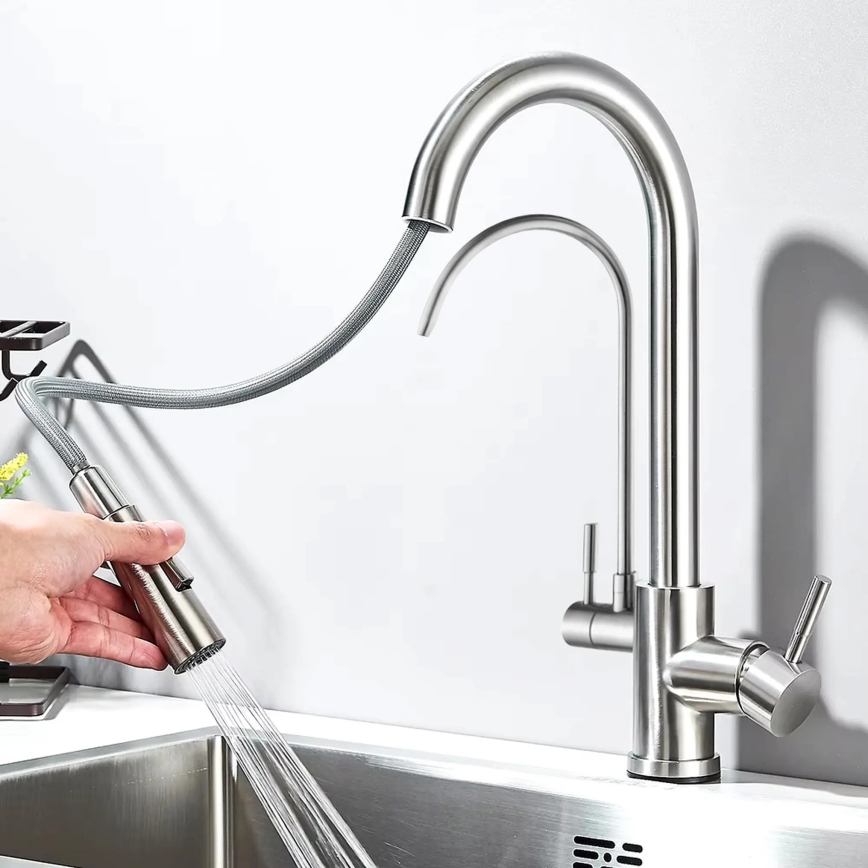 REA-B7563 - Kuhinjska miješalica za sudoper s izvlačnom prskalicom i ECO FRESH filtracijom 37,5 cm nikl