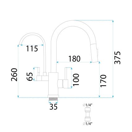 REA-B7564 - Kuhinjska slavina za sudoper s izvlačivom prskalicom i ECO FRESH filtracijom 37,5 cm mat crna