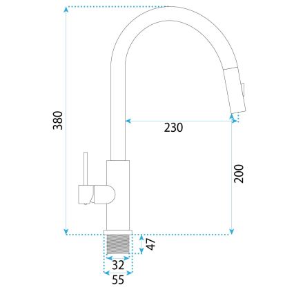 REA-B7575 - Kuhinjska miješalica s izvlačivim tušem ONTARIO 38 cm u brušenom zlatu