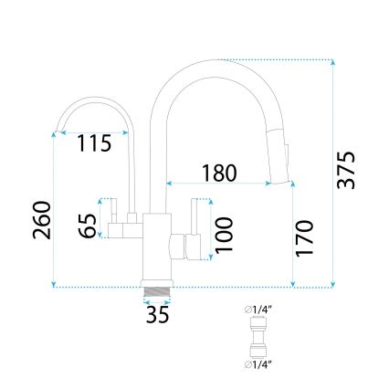 REA-B7596 - Kuhinjska slavina s izvlačivim tušem i ECO FRESH filtracijom, 37,5 cm, brušeno zlato