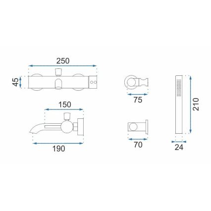 REA-B8030 - Komplet za kadu LUNGO, mat bijeli