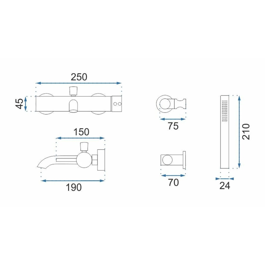REA-B8030 - Komplet za kadu LUNGO, mat bijeli