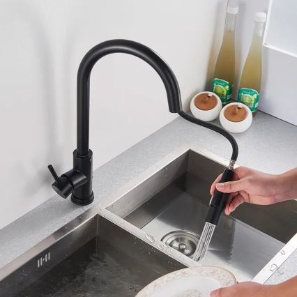 REA-B9147 - Kuhinjska miješalica FRESH s izvlačivim tušem, 39,5 cm, mat crne boje