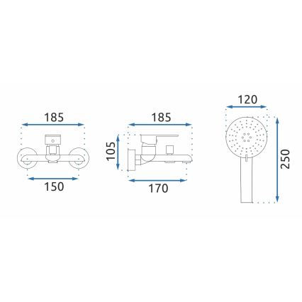 REA-B9932 - Set za kadu BLOOM, mat bijela/zlatna