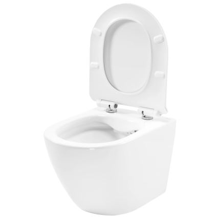 REA-C1400 - Zidna WC školjka s daskom CARTER RIMLESS, keramika/bijela