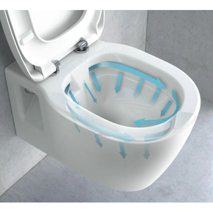 REA-C1400 - Zidna WC školjka s daskom CARTER RIMLESS, keramika/bijela