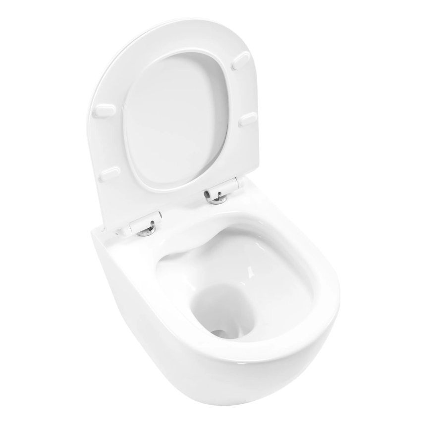 REA-C1400 - Zidna WC školjka s daskom CARTER RIMLESS, keramika/bijela