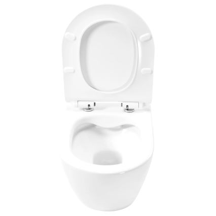 REA-C1400 - Zidna WC školjka s daskom CARTER RIMLESS, keramika/bijela