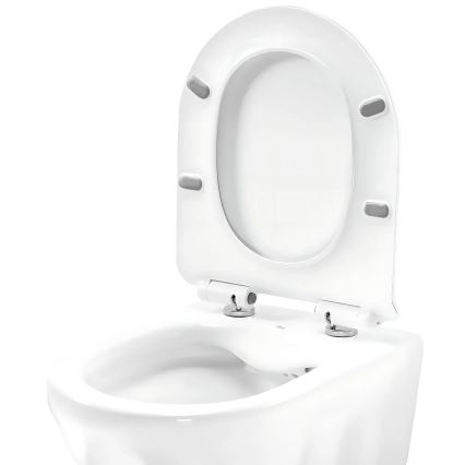REA-C1652 - Zidna WC školjka s daskom GUSTAVO RIMLESS keramika/bijela