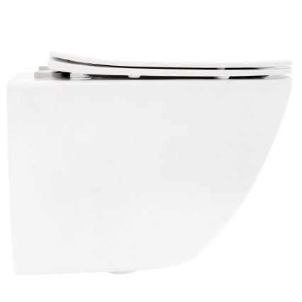 REA-C2760 - Viseća WC školjka s daskom CARLO FLAT MINI RIMLESS keramika/sjajno bijela