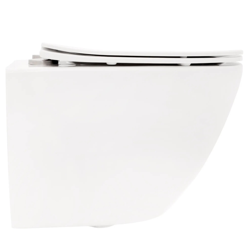 REA-C2760 - Viseća WC školjka s daskom CARLO FLAT MINI RIMLESS keramika/sjajno bijela
