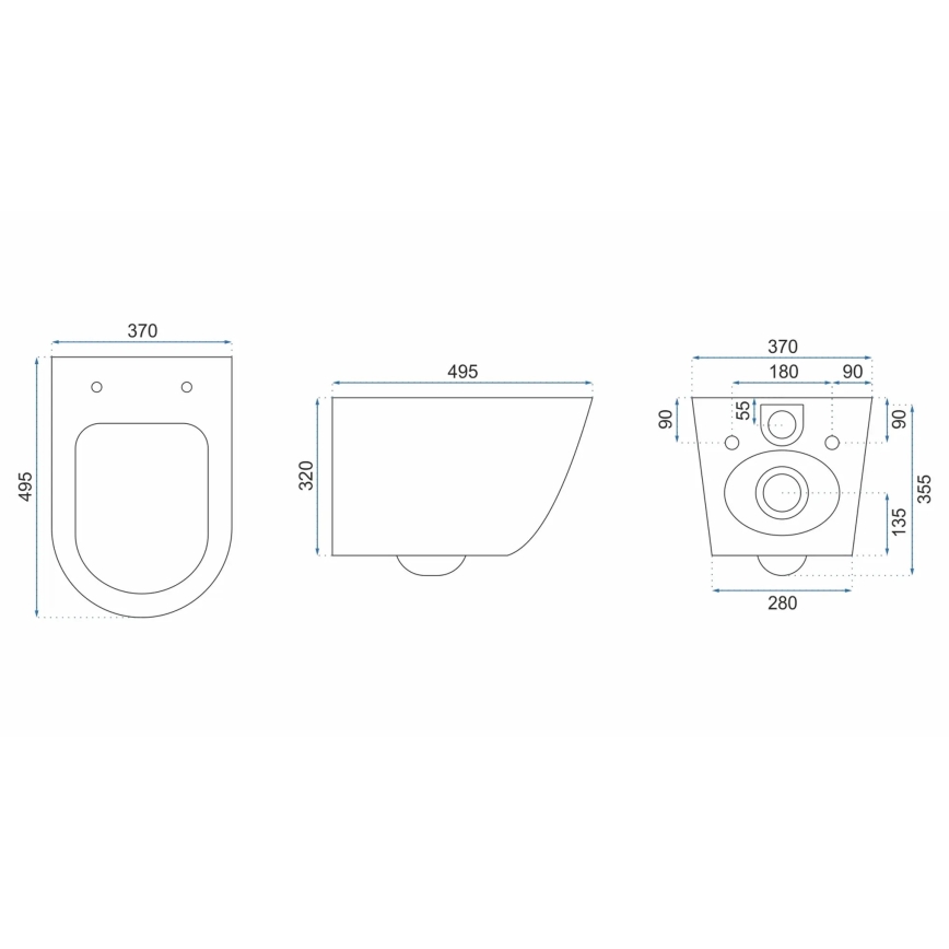 REA-C2760 - Viseća WC školjka s daskom CARLO FLAT MINI RIMLESS keramika/sjajno bijela