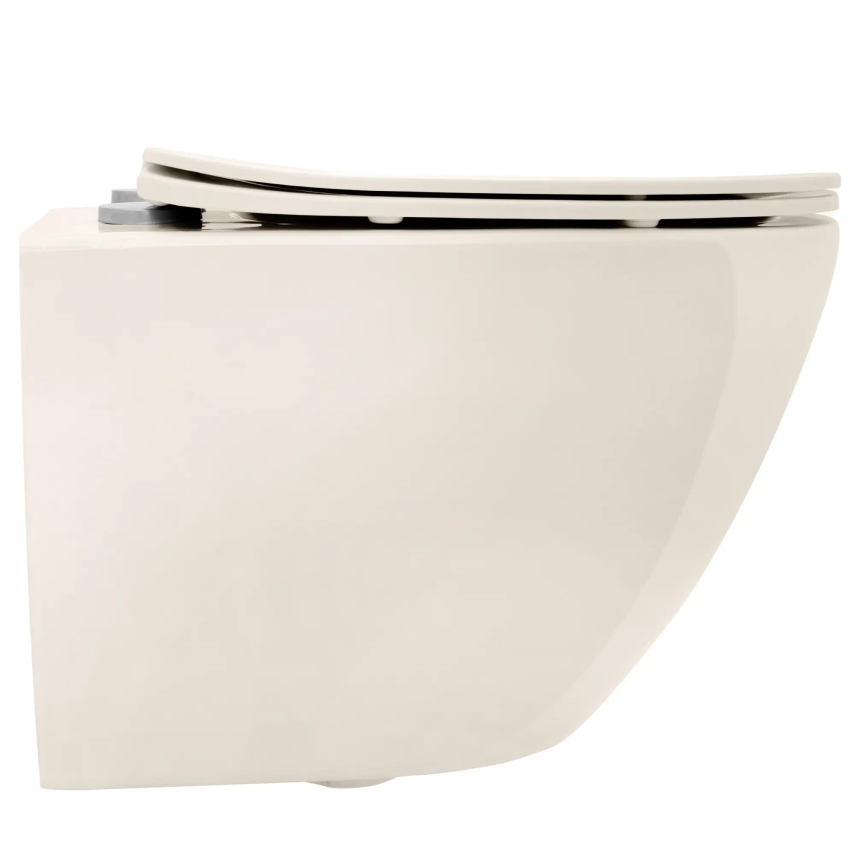 REA-C5500 - Zidna WC školjka s WC daskom CARLO MINI TORNADO bez ruba, keramika/kremasta