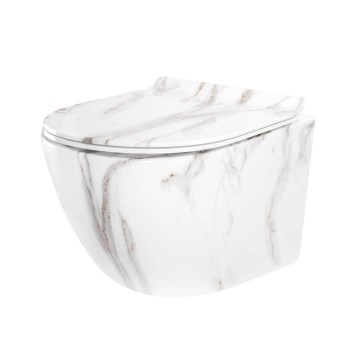REA-C6390 - Viseće WC školjka s WC daskom CARTER TORNADO RIMLESS keramika/imitacija kamena