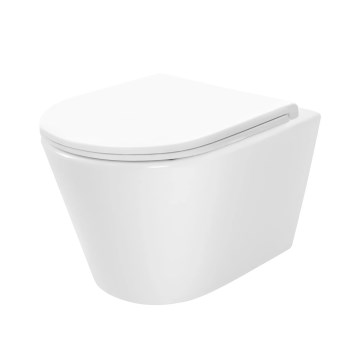 REA-C6800 - Viseća WC školjka s daskom TITO TORNADO RIMLESS keramika/bijela