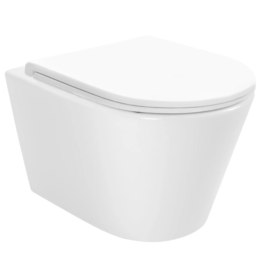 REA-C6800 - Viseća WC školjka s daskom TITO TORNADO RIMLESS keramika/bijela