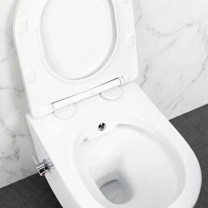 REA-C9701 - Viseća WC školjka s bide tušem i sjedištem CARLO LUX keramika/bijela