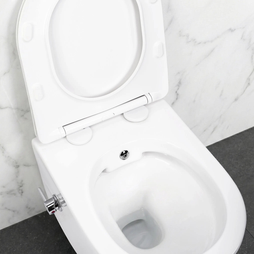 REA-C9701 - Viseća WC školjka s bide tušem i sjedištem CARLO LUX keramika/bijela