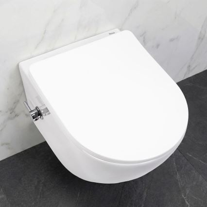 REA-C9701 - Viseća WC školjka s bide tušem i sjedištem CARLO LUX keramika/bijela