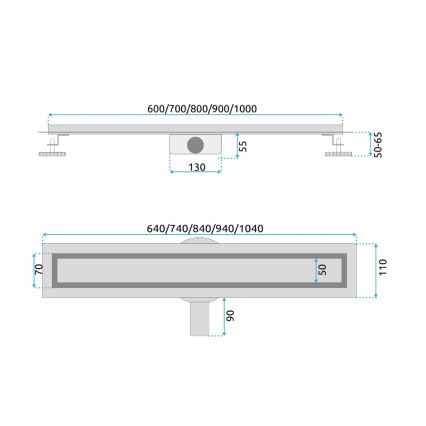 REA-G2704 - Odvodni žlijeb NEOX PRO 90 cm nehrđajući čelik/brušeno zlato
