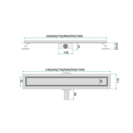 REA-G5808 - Odvodni žlijeb NEOX PRO 70 cm od nehrđajućeg čelika