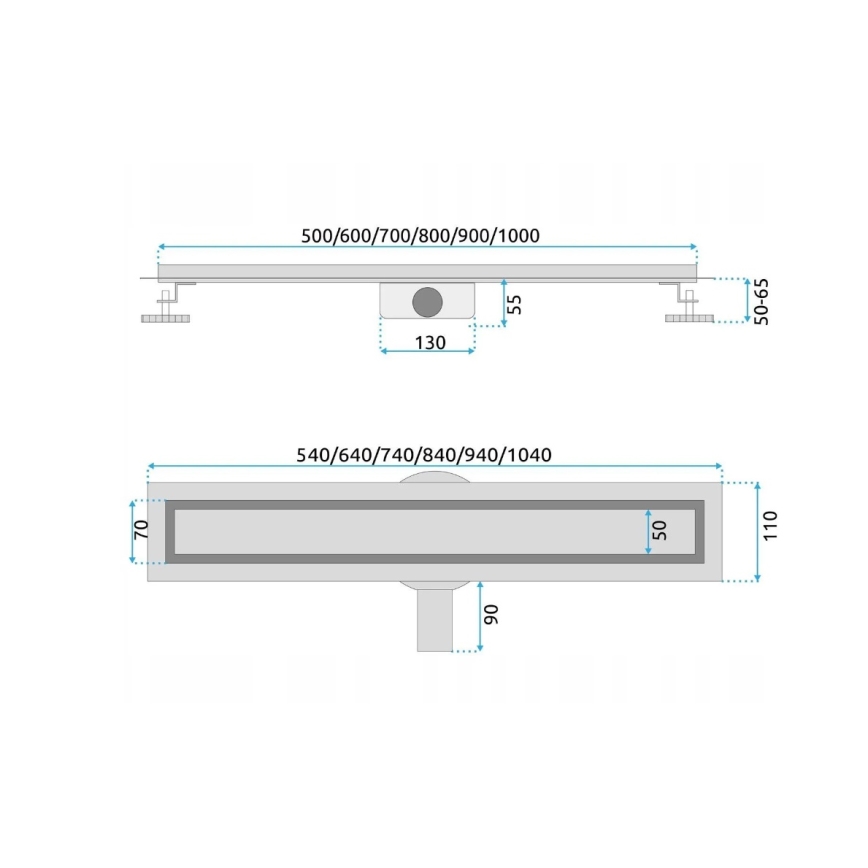 REA-G5808 - Odvodni žlijeb NEOX PRO 70 cm od nehrđajućeg čelika