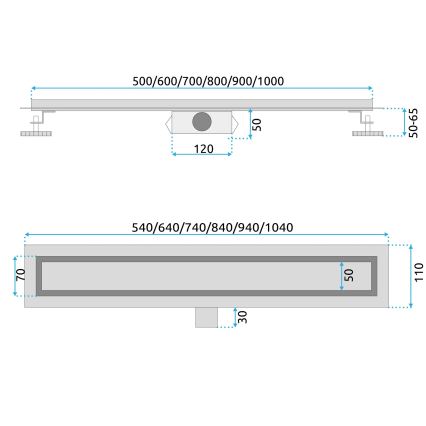 REA-G6600 - Odvodni žlijeb PURE NEOX 50 cm mat crni