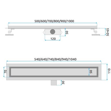 REA-G6605 - Odvodni žlijeb PURE NEOX 100 cm, mat crne boje