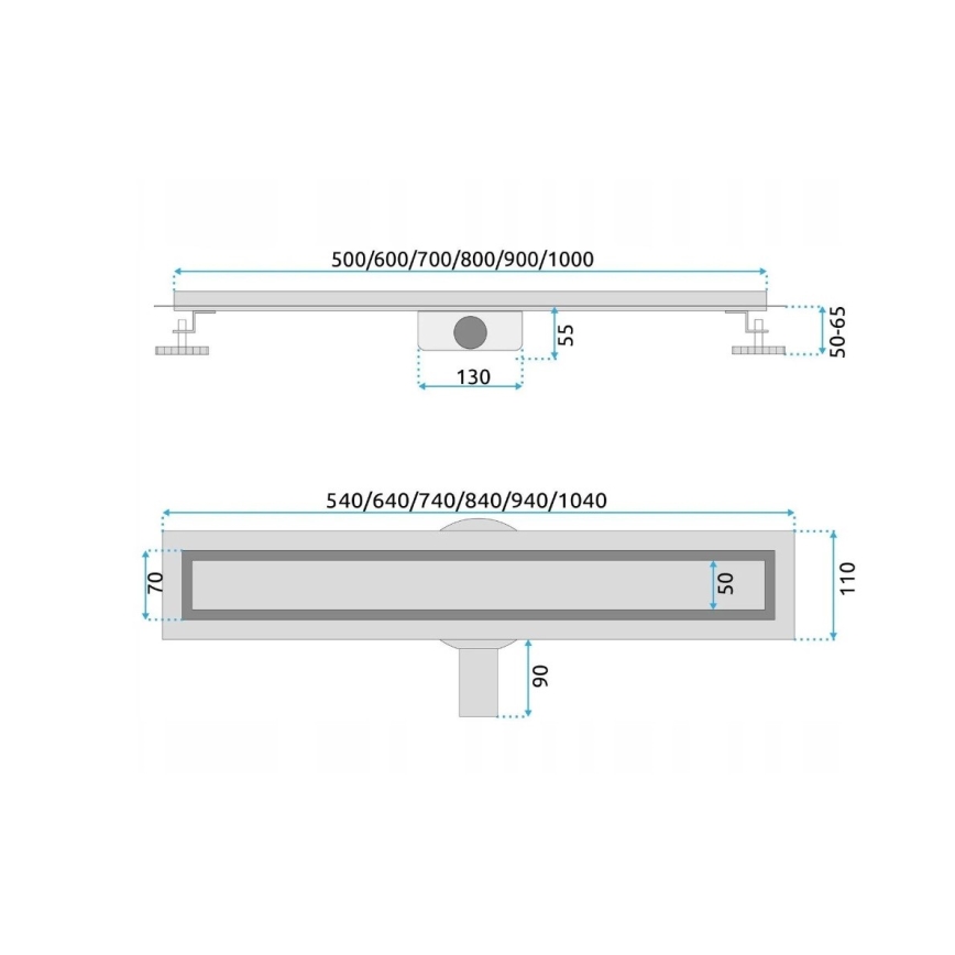 REA-G7802 - Odvodni žlijeb NEOX PRO 70 cm nehrđajući čelik/crna