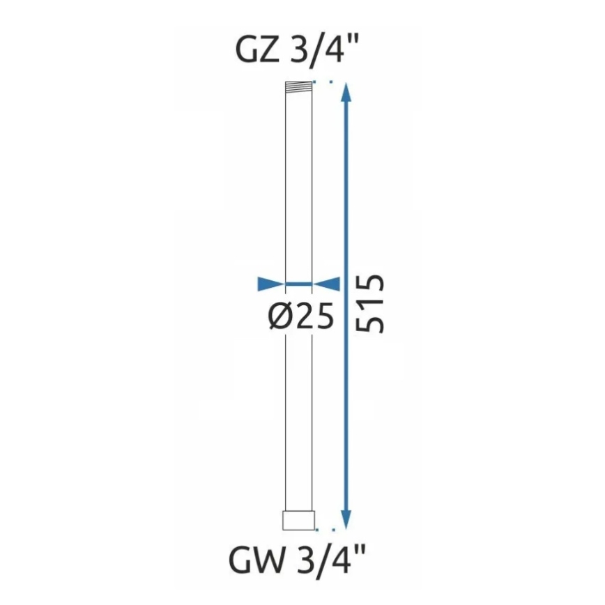 REA-K0880 - Produžni štap za tuš/set za kadu 51,5 cm, mat crni