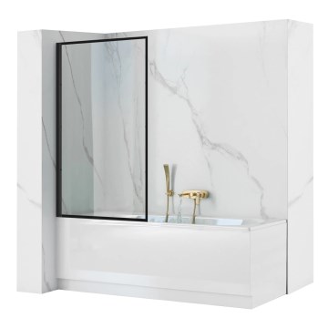 REA-K7632 - Pomični paravan za kadu LAGOS 140x70 cm crni/prozirni