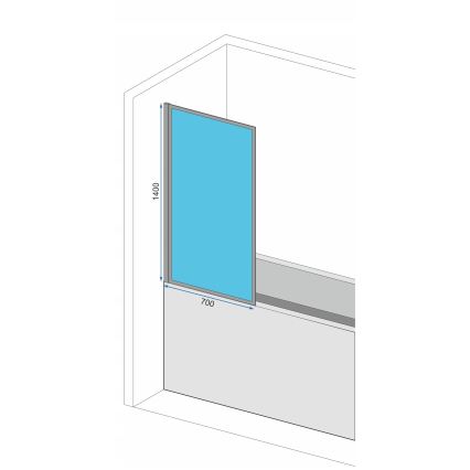 REA-K7632 - Pomični paravan za kadu LAGOS 140x70 cm crni/prozirni