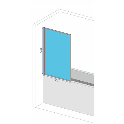 REA-K7633 - Pomična staklena pregrada za kadu LAGOS 140x80 cm crna/prozirna