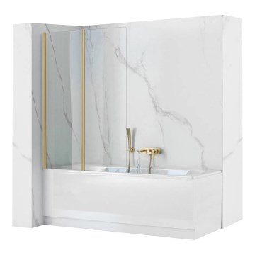 REA-K9777 - Sklopivi paravan za kadu AGAT 140x100 cm brušeno zlato/prozirno