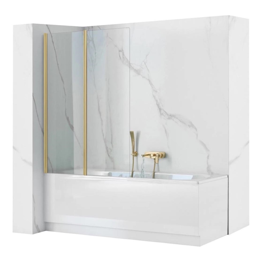 REA-K9777 - Sklopivi paravan za kadu AGAT 140x100 cm brušeno zlato/prozirno