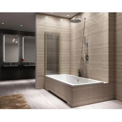 REA-K9777 - Sklopivi paravan za kadu AGAT 140x100 cm brušeno zlato/prozirno