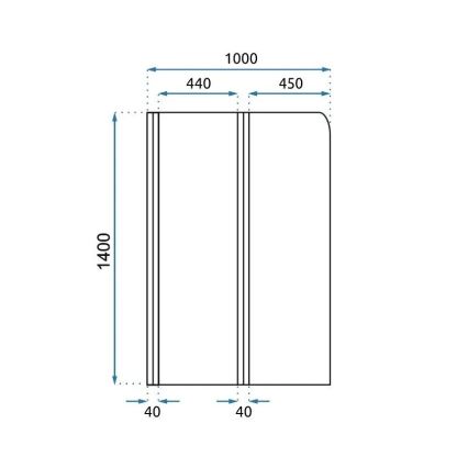 REA-K9777 - Sklopivi paravan za kadu AGAT 140x100 cm brušeno zlato/prozirno