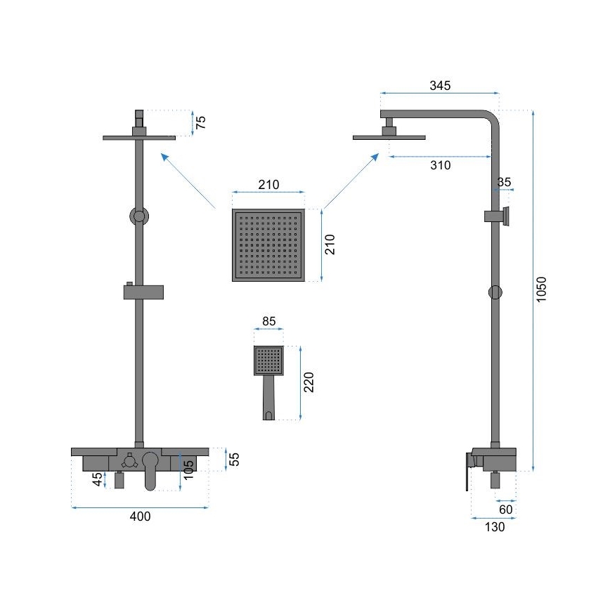 REA-P0636 - Set za tuširanje BRAVO u mat crnoj boji