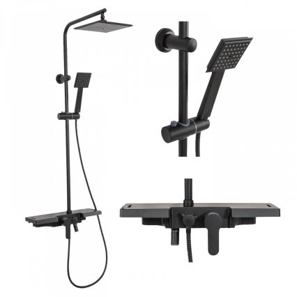 REA-P0636 - Tuš set s baterijom BRAVO, mat crne boje