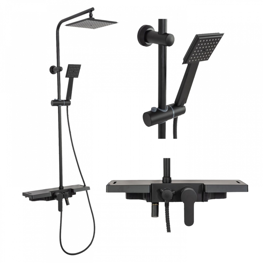 REA-P0636 - Tuš set s baterijom BRAVO, mat crne boje