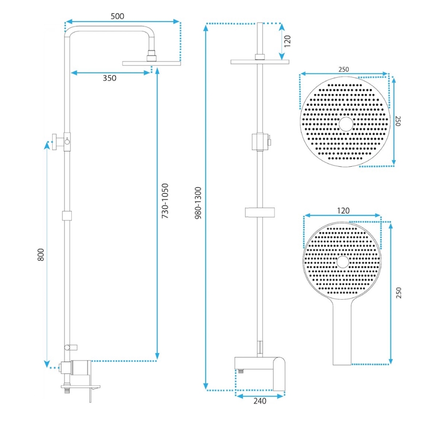 REA-P2418 - Set za tuširanje AVALON s miješalicom, brušeni bakar