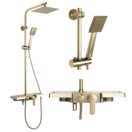 REA-P4121 - Tuš set s miješalicom BRAVO, brušeno zlato