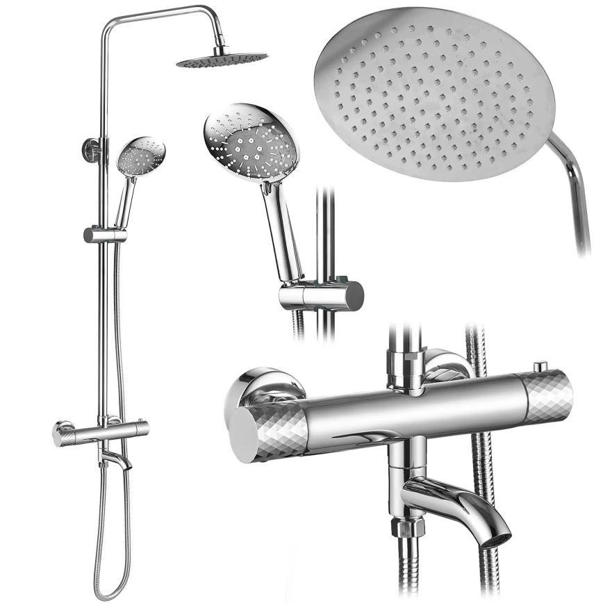 REA-P5961 - Set za tuširanje s termostatskom miješalicom LUNGO DIAMOND, sjajni krom