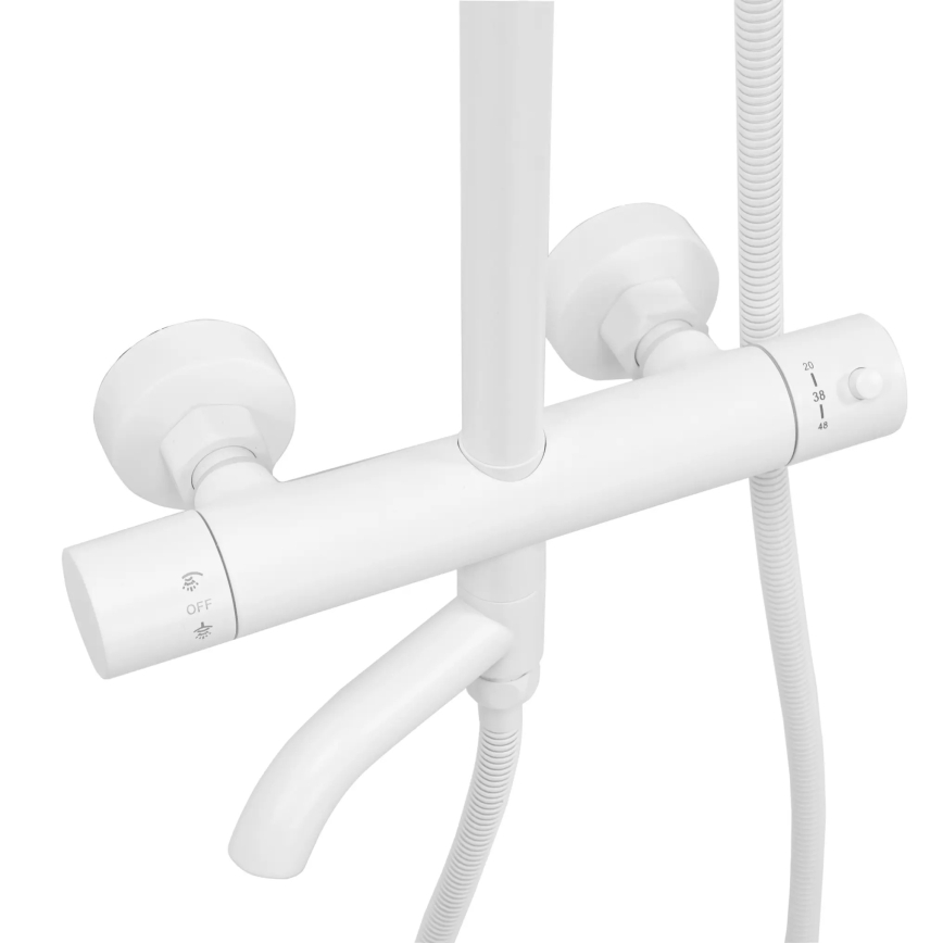 REA-P6608 - Tuš set s termostatskom miješalicom LUNGO mat bijele boje