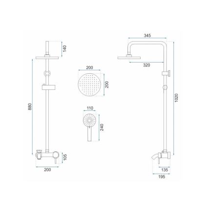 REA-P7051 - Tuš set s miješalicom LUIS brušeno zlato