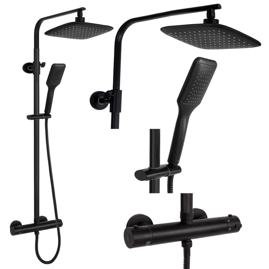 REA-P7101 - Tuš komplet s termostatskom miješalicom TOM, mat crni