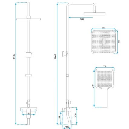 REA-P7841 - Set za tuš s miješalicom ARGUS brušeno zlato